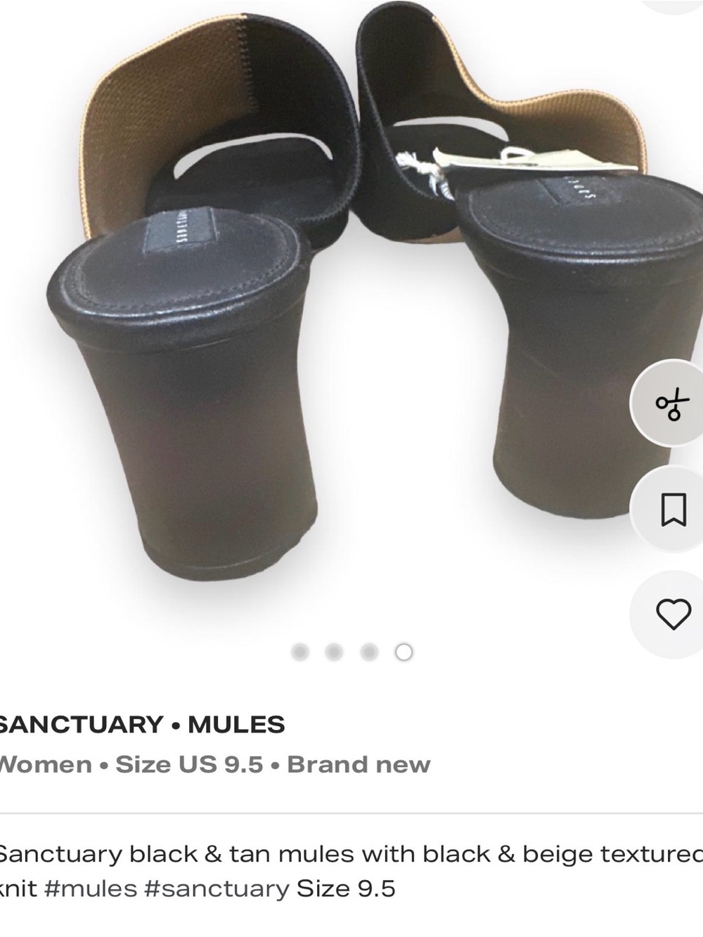 Sanctuary Black & Tan Women's Slide Mules